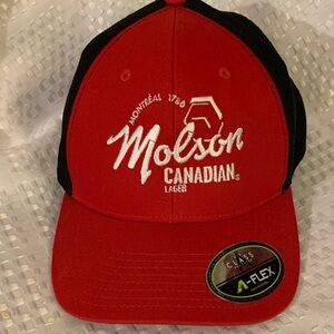 Molson Canadian Red and Black trucker cap, size S/M.